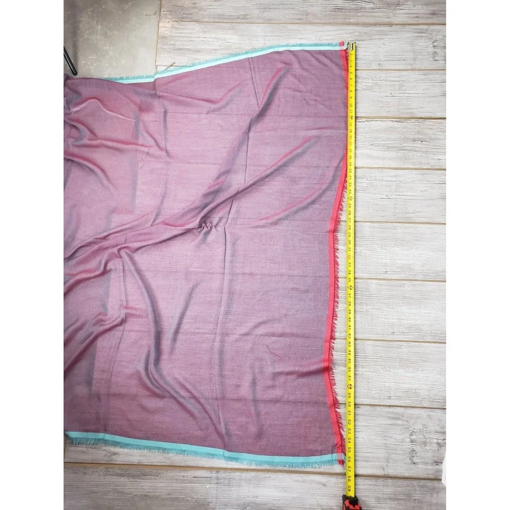 Loro Piana Italian Scarf Blue and Pink Fringe Women